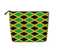 WXZYFP Full-print 100% polyester single-layer imitation linen cosmetic bag, suitable for daily traveljamaica flag