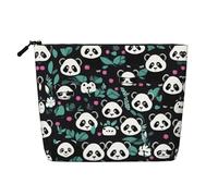 WXZYFP Full-print 100% polyester single-layer imitation linen cosmetic bag, suitable for daily travelPanda cute face
