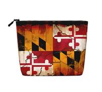 WXZYFP Full-print 100% polyester single-layer imitation linen cosmetic bag, suitable for daily travelvintage wooden maryland flag