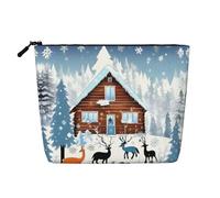 WXZYFP Full-print 100% polyester single-layer imitation linen cosmetic bag, suitable for daily travelWinter Fawn