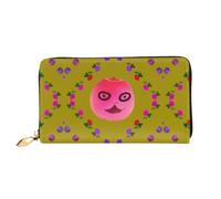 WXZYFP Funny Face Peach Leather long wallet, double-sided printing, microfiber leather material, unisex, waterproof and durable