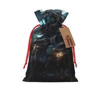 WXZYFP Future Robot Linen drawstring gift bag, Christmas, birthday, party gift packaging, easy to wash