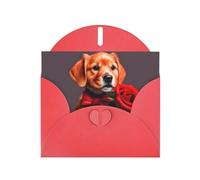 WXZYFP Gentleman-like dog Red Pearlescent paper greeting cards, shining on both sides, suitable for holiday greetings.