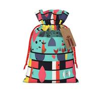 WXZYFP Geometric patterns Linen drawstring gift bag, Christmas, birthday, party gift packaging, easy to wash