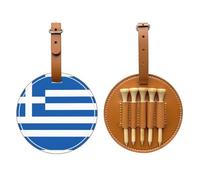 WXZYFP Greek flag Brown Single-sided printed PU leather golf tee storage bag, 5-tack design with a 20cm belt clip.