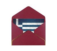 WXZYFP greek flag Dark Red Gold-edged pearlescent paper greeting card, the paper is thick and tough, and it can be opened and closed by folding.