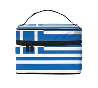 WXZYFP Greek flag Multifunctional portable cosmetic bag with internal and external layered design, easy to organize various supplies.