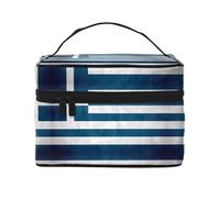 WXZYFP greek flag Multifunctional portable cosmetic bag with internal and external layered design, easy to organize various supplies.