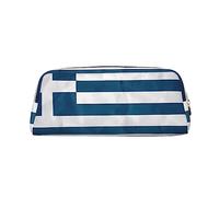 WXZYFP greek flag The pencil case is made of cross-grain leather (PVC), 100% polyester lining, and full-screen printing