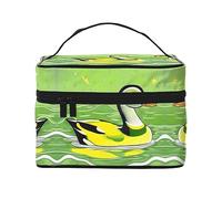 WXZYFP Green Duck Travel cosmetic bag, essential for outdoor travel enthusiasts, has a simple internal structure., Black, One Size