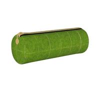 WXZYFP Green Grassland Environmentally friendly cross-grain leather pencil case, lightweight and portable, suitable for daily use.