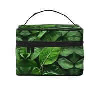 WXZYFP Green Leaf Nature Travel cosmetic bag, essential for outdoor travel enthusiasts, has a simple internal structure., Black, One Size