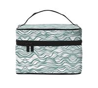 WXZYFP Green wavy stripe Travel cosmetic bag, essential for outdoor travel enthusiasts, has a simple internal structure., Black, One Size