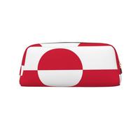 WXZYFP Greenland flag The pencil case is made of cross-grain leather (PVC), 100% polyester lining, and full-screen printing