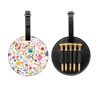WXZYFP Happy Birthday Background Black Single-sided printed PU leather golf tee storage bag, 5-tack design with a 20cm belt clip.