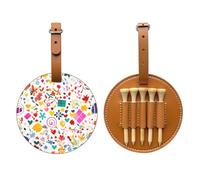 WXZYFP Happy Birthday Background Brown Single-sided printed PU leather golf tee storage bag, 5-tack design with a 20cm belt clip.