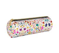 WXZYFP Happy Birthday Background Environmentally friendly cross-grain leather pencil case, lightweight and portable, suitable for daily use.