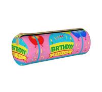 WXZYFP Happy Birthday Balloon Environmentally friendly cross-grain leather pencil case, lightweight and portable, suitable for daily use.