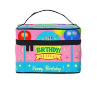 WXZYFP Happy Birthday Balloon Travel cosmetic bag, essential for outdoor travel enthusiasts, has a simple internal structure.