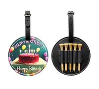 WXZYFP Happy Birthday Beautiful Black Single-sided printed PU leather golf tee storage bag, 5-tack design with a 20cm belt clip.