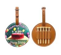 WXZYFP Happy Birthday Beautiful Brown Single-sided printed PU leather golf tee storage bag, 5-tack design with a 20cm belt clip.