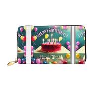WXZYFP Happy Birthday Beautiful Leather long wallet, double-sided printing, microfiber leather material, unisex, waterproof and durable