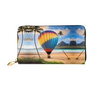 WXZYFP Hawaii Hot Air Balloon Leather long wallet, double-sided printing, microfiber leather material, unisex, waterproof and durable
