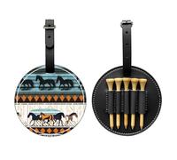 WXZYFP Horse Stripes Pattern Black Single-sided printed PU leather golf tee storage bag, 5-tack design with a 20cm belt clip.