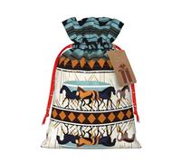 WXZYFP Horse Stripes Pattern Linen drawstring gift bag, Christmas, birthday, party gift packaging, easy to wash