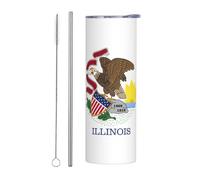 WXZYFP Illinois State Flag 20oz straight straw cup (with straw) has certain heat preservation and cold preservation effects.