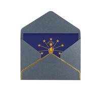 WXZYFP Indiana State Flag Black Gold-edged pearlescent paper greeting card, the paper is thick and tough, and it can be opened and closed by folding.
