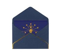 WXZYFP Indiana State Flag Blue Gold-edged pearlescent paper greeting card, the paper is thick and tough, and it can be opened and closed by folding.