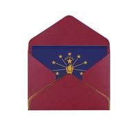 WXZYFP Indiana State Flag Dark Red Gold-edged pearlescent paper greeting card, the paper is thick and tough, and it can be opened and closed by folding.