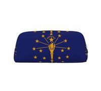 WXZYFP Indiana State Flag The pencil case is made of cross-grain leather (PVC), 100% polyester lining, and full-screen printing