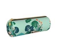 WXZYFP Indoor cartoon potted green plants Environmentally friendly cross-grain leather pencil case, lightweight and portable, suitable for daily use.