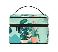 WXZYFP Indoor cartoon potted green plants Travel cosmetic bag, essential for outdoor travel enthusiasts, has a simple internal structure.