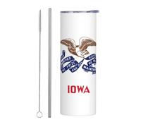 WXZYFP Iowa state flag 20oz straight straw cup (with straw) has certain heat preservation and cold preservation effects.