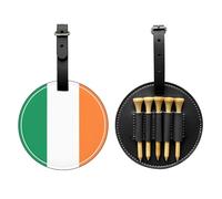 WXZYFP Irish flag Black Single-sided printed PU leather golf tee storage bag, 5-tack design with a 20cm belt clip.