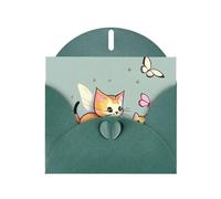 WXZYFP Kitten Butterfly Dark Green Pearlescent paper greeting cards, shining on both sides, suitable for holiday greetings.