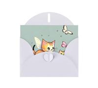 WXZYFP Kitten Butterfly White Pearlescent paper greeting cards, shining on both sides, suitable for holiday greetings.