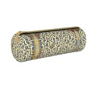 WXZYFP Labyrinth Treasure Map Environmentally friendly cross-grain leather pencil case, lightweight and portable, suitable for daily use.