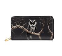 WXZYFP Late Night Owl Leather long wallet, double-sided printing, microfiber leather material, unisex, waterproof and durable
