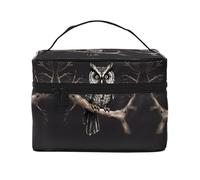 WXZYFP Late Night Owl Multifunctional portable cosmetic bag with internal and external layered design, easy to organize various supplies.