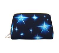 WXZYFP Leather portable cosmetic bag, zipper closure to take items, suitable for storage at home and travelCartoon blue star, White, One Size