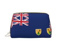WXZYFP Leather portable cosmetic bag, zipper closure to take items, suitable for storage at home and travelFlag of the Turks and Caicos Islands, White, One Size