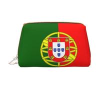 WXZYFP Leather portable cosmetic bag, zipper closure to take items, suitable for storage at home and travelPortuguese flag