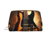 WXZYFP Leather portable cosmetic bag, zipper closure to take items, suitable for storage at home and travelInstrumental Guitar, White, One Size