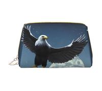 WXZYFP Leather portable cosmetic bag, zipper closure to take items, suitable for storage at home and travelEagle under the stars, White, One Size