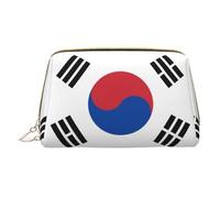 WXZYFP Leather portable cosmetic bag, zipper closure to take items, suitable for storage at home and travelFlag of Republic of Korea, White, One Size