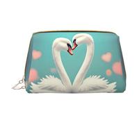 WXZYFP Leather portable cosmetic bag, zipper closure to take items, suitable for storage at home and travelThe swan in love, White, One Size